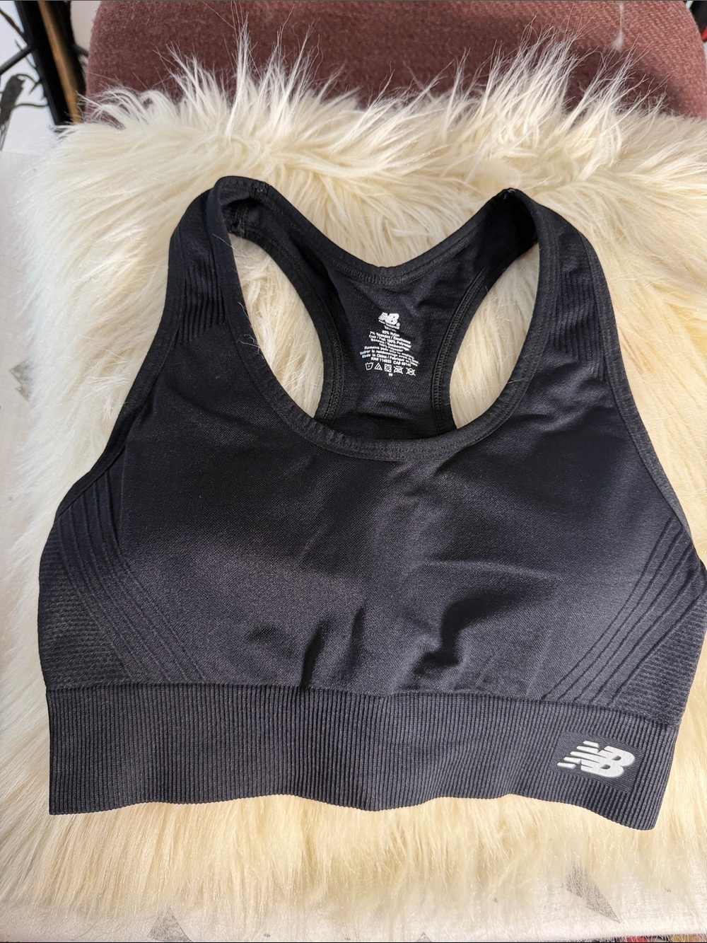New Balance Black Racerback Seamless Support Sports Bra